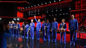 Stephen Colbert Joins David Byrne for Performance of “Burning Down the House”