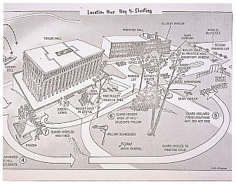 Detail map of Kent State Shootings<br>on May 4, 1970<br>(National Archives)