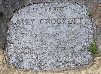 Inscribed stone at Davy Crockett Birthplace State Park in Tennessee<br>Photo: <a href="https://commons.wikimedia.org/wiki/File:Davy-crockett-birthplace-marker1.jpg">Brian Stansberry</a>, <a href="https://creativecommons.org/licenses/by/3.0">CC BY 3.0</a>, via Wikimedia Commons
