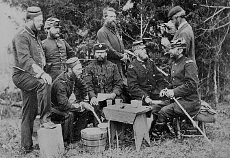 General George Stoneman with foreign observers c 1863<br>(National Archives)